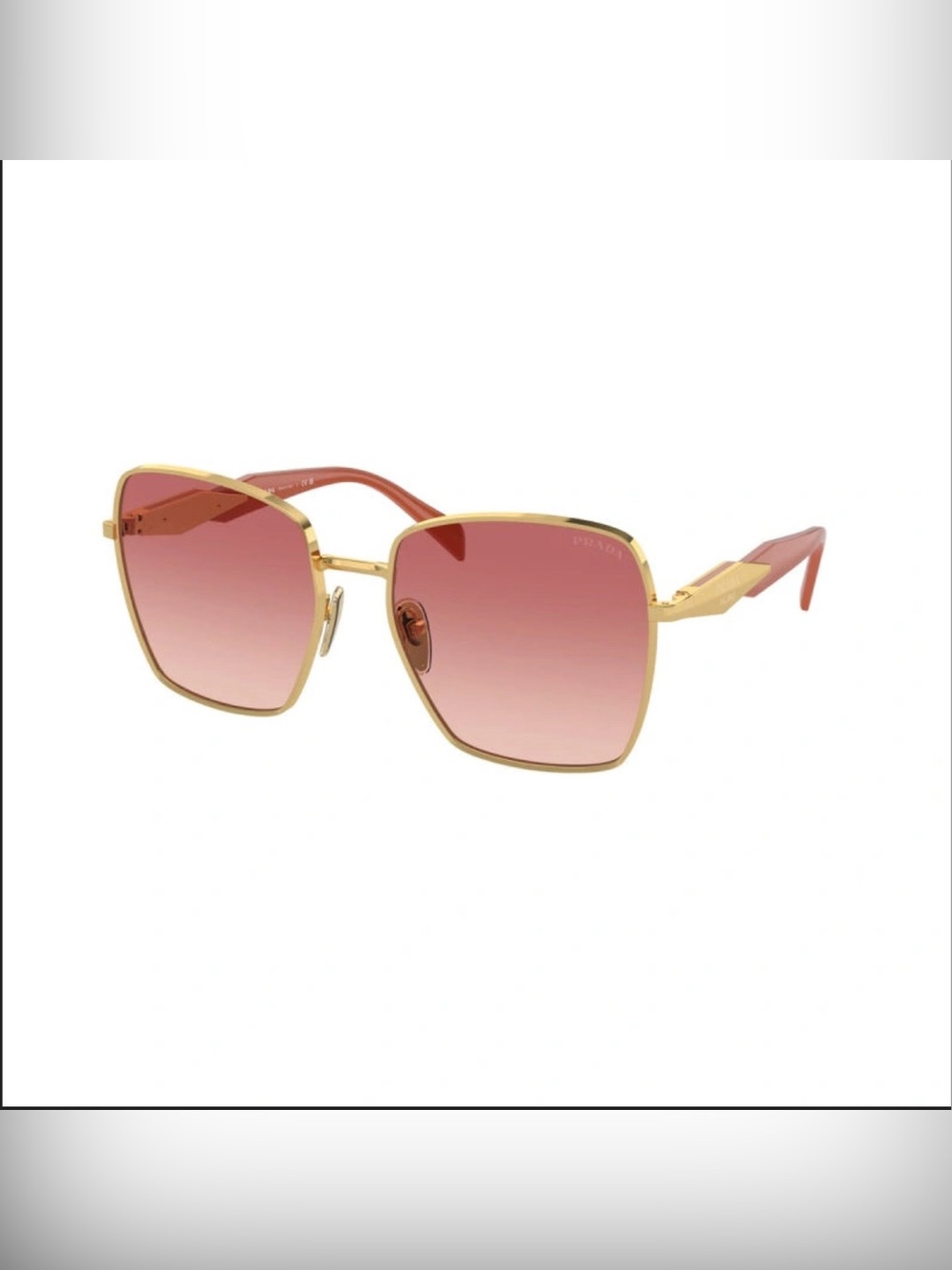 Prada Gold Frame Sunglasses with Pink Gradient Lenses and Pink Temples